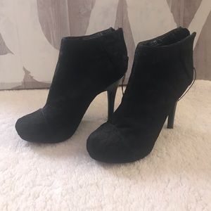 Lace heel booties